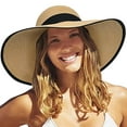 thumbnail image 2 of ZHENHONG Sun Hats for Women Summer Leisure Outing Sun Hat Floppy Vacation Beach Straw Hat Casual Solid Headwear Coffee, 2 of 3