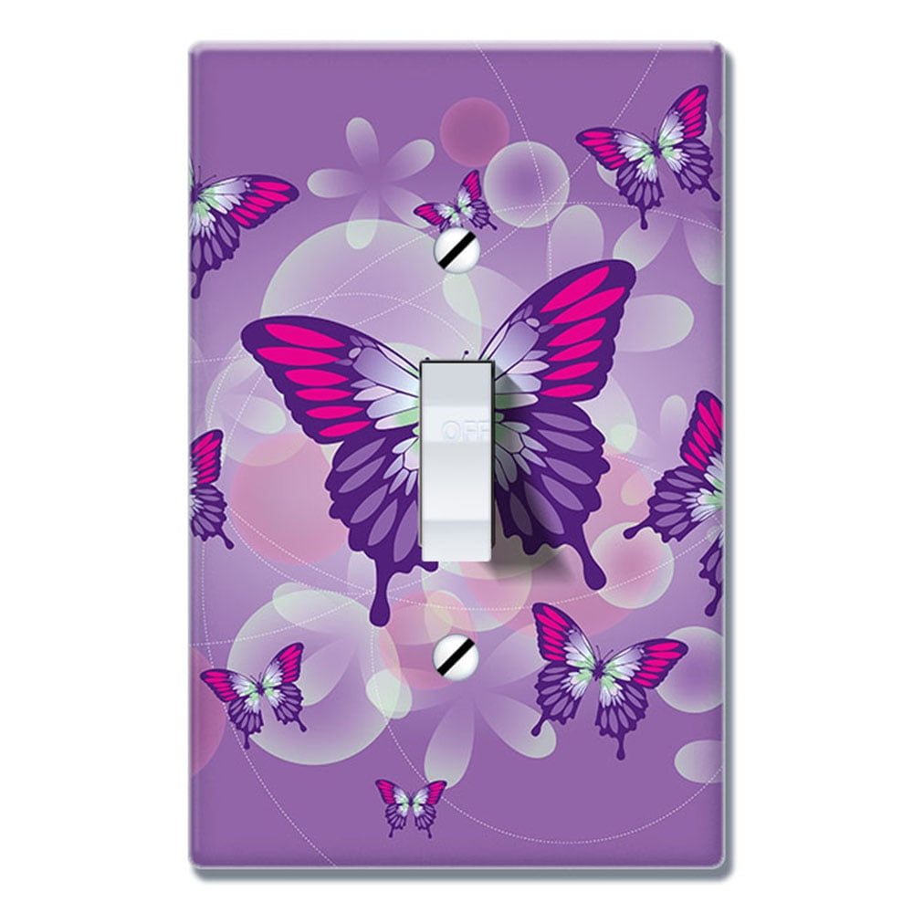 Switch Covers Wall Plate Double Rocker Watercolor Twig With Leaves Purple Flowers 14 Graphics Wallplates