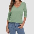 thumbnail image 6 of Garbnen Women's Long Sleeve Shirt Fitted Green Basic V Neck Tops for Women Casual Dressy Spring Summer Womens Blouse, 6 of 7