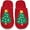 Christmas Tree (Red) (Small/Medium; US Size 6-8), variant on Fuzzy House Slippers Cozy Indoor Outdoor Fluffy Clog Slippers, Soft Furry Bedroom Shoes for Women - Pickleball (Ivory) (Medium/Large; US Size 8-10)