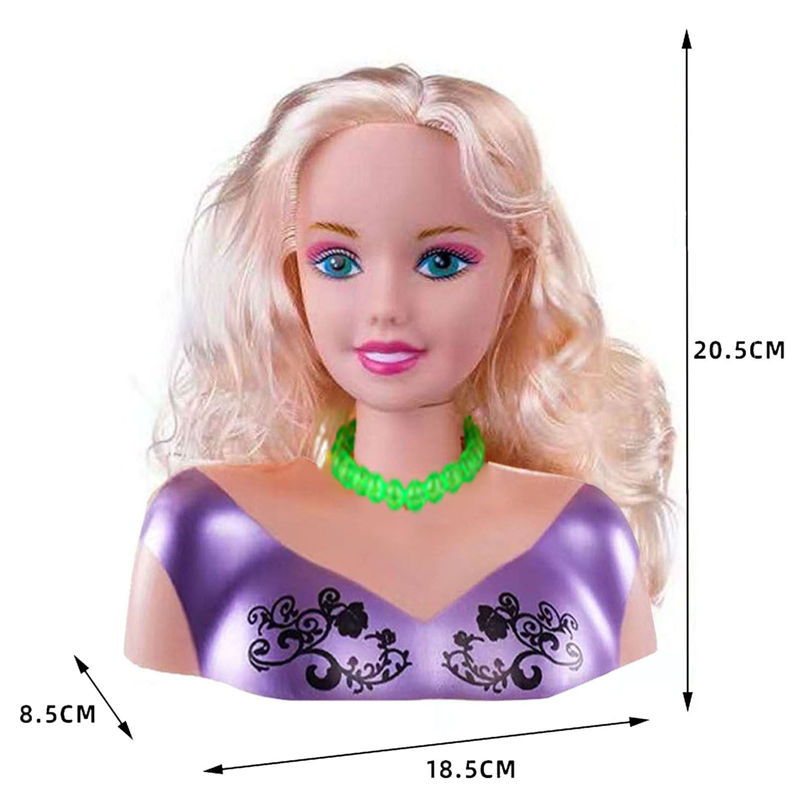Byujiro Kids Hair Styling Head Mannequin, Pretend Play Beauty Salon with Working Hairdryer & Tools, Interactive Doll for Hairdresser Role Play