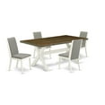thumbnail image 2 of East West Furniture X-Style 5-piece Wood Dining Set in Linen White/Shitake, 2 of 10