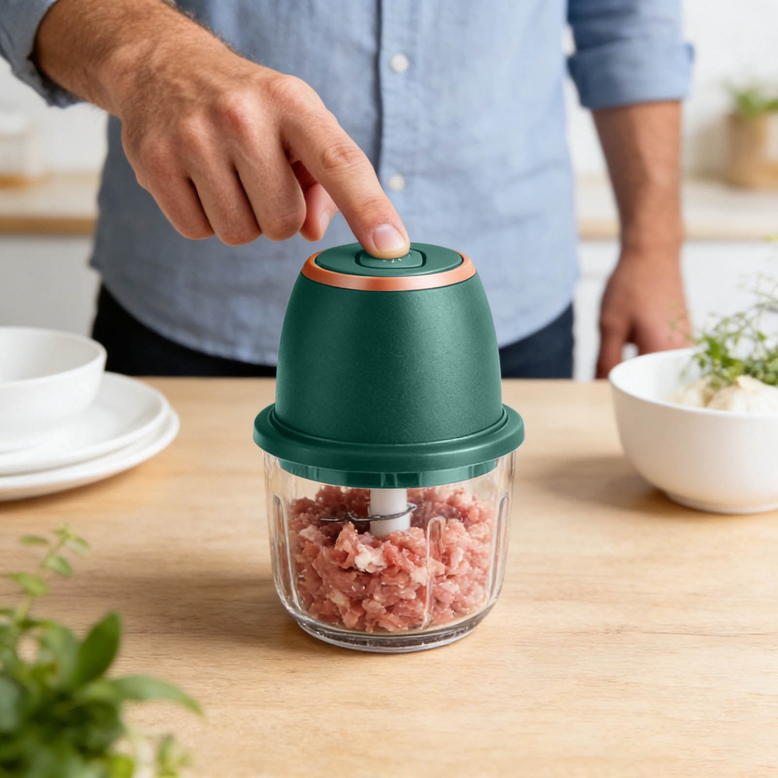 YANDE-2026 New Electric Garlic Chopper, Vegetable Food Chopper, Mini Food Processor, Portable Rechargeable Cordless Chopper for Onion, Chili, Ginger, Nuts, Meat & Fruits (Green)