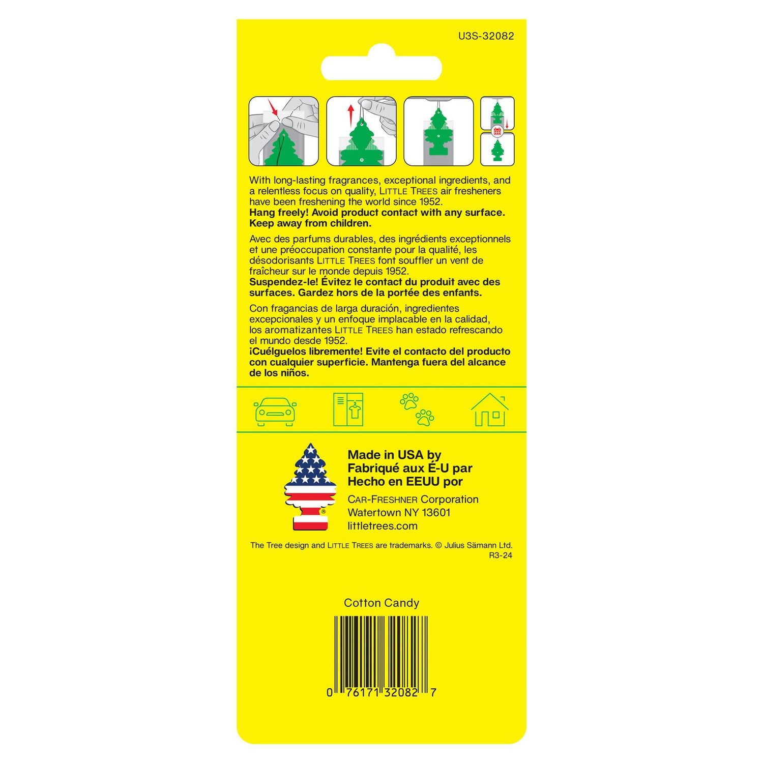 LITTLE TREES air freshener Cotton Candy 3-Pack, 3 Pack