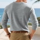 thumbnail image 5 of pstuiky camisa de manga larga para hombre, Top informal holgado de color liso con medio botón, mangas largas y cuello redondo para hombre top de hombre xl, 5 of 6