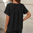 thumbnail image 7 of HOMBOM Tops for Women Cotton Linen Short Sleeve Tee Shirts Casual Button Summer Crewneck Solid Color Ladies T Shirts, 7 of 7