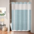 thumbnail image 2 of No Hook Shower Curtain, Simple Blue Shower Curtains for Bathroom with See Through Top Window, Vintage Country Vertical Striped Linen Texture Waterproof & Washable Bath Curtain 60"x72", 2 of 9