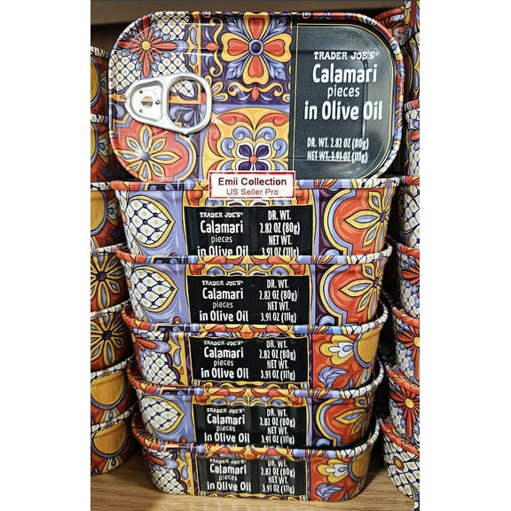 Trader Joe’s Calamari Pieces in Olive Oil 3.91oz 111g (6 Jars)