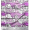 thumbnail image 1 of Soimoi Purple Georgette Viscose Fabric London Theme Architectural Fabric Prints By Yard 42 Inch Wide, 1 of 3