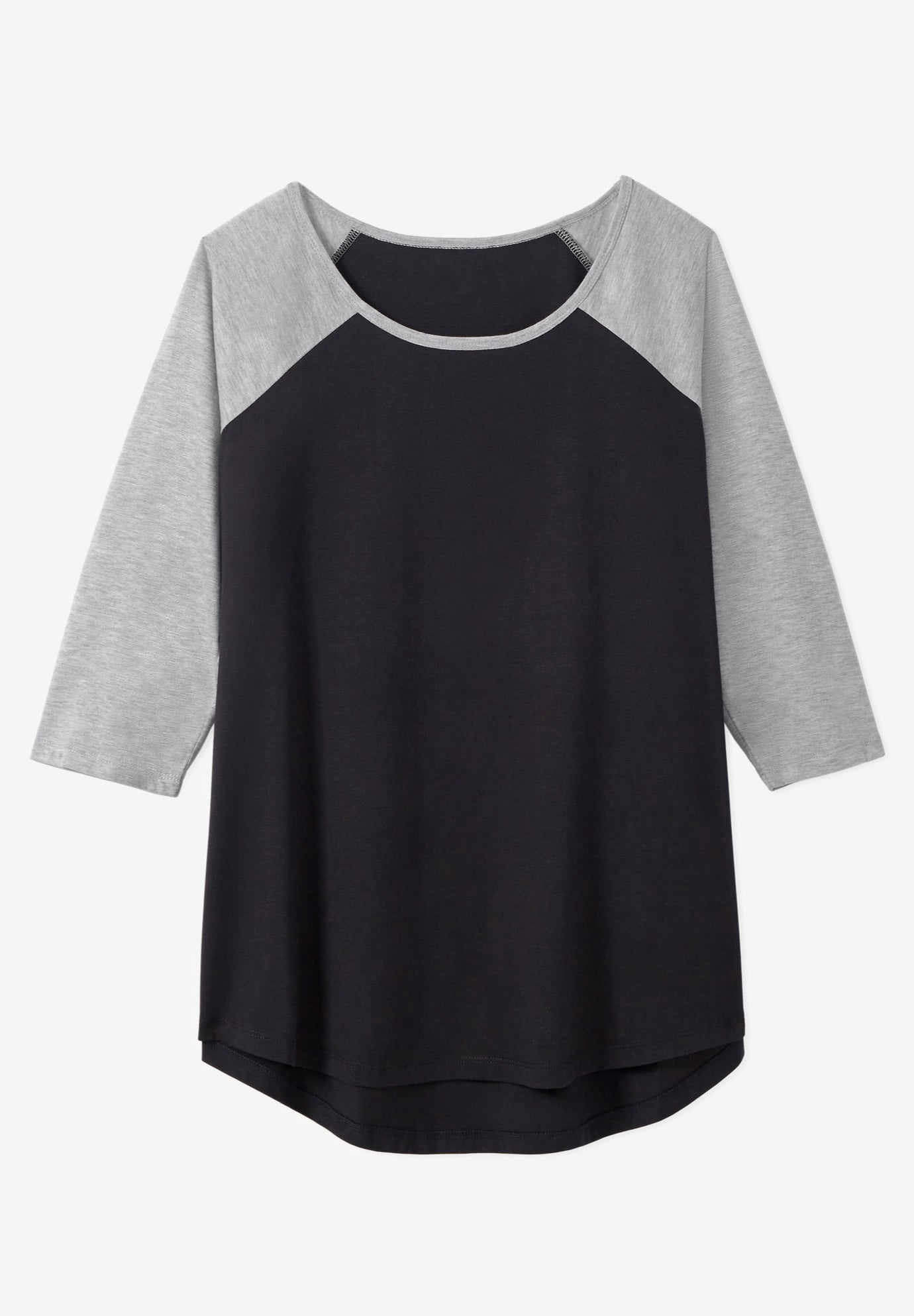 Woman Within Plus Size Three-Quarter Sleeve Baseball Tee