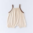 thumbnail image 2 of THDHVS Girl Outfits,Newborn Girl Clothes,Baby Girl Summer Clothes Solid Romper Spaghetti Strap Halter Jumpsuit Infant Summer Sling Playsuit Beige 3-6 Months, 2 of 3