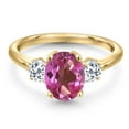 thumbnail image 3 of Gem Stone King 18K Yellow Gold Plated Silver Pink Mystic Topaz and White Topaz Engagement Ring for Women | 2.86 Cttw | Oval 9X7MM | Gemstone November Birthstone | Size 7, 3 of 6