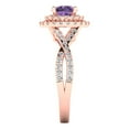 thumbnail image 3 of Solitaire with Accents Engagement Ring for Women - 1.3125ct Simulated Alexandrite in 14K Rose Gold Promise Ring, 3 of 6