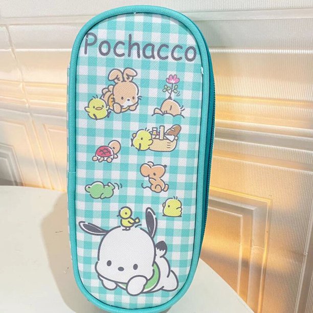 Sanrio-Bolsa de lápices de Pu con cremallera para estudiantes, bonita caja de papelería para estudiantes, estuche para bolígrafos, portatarjetas, Hello Kitty Cinnamoroll Fivean unisex