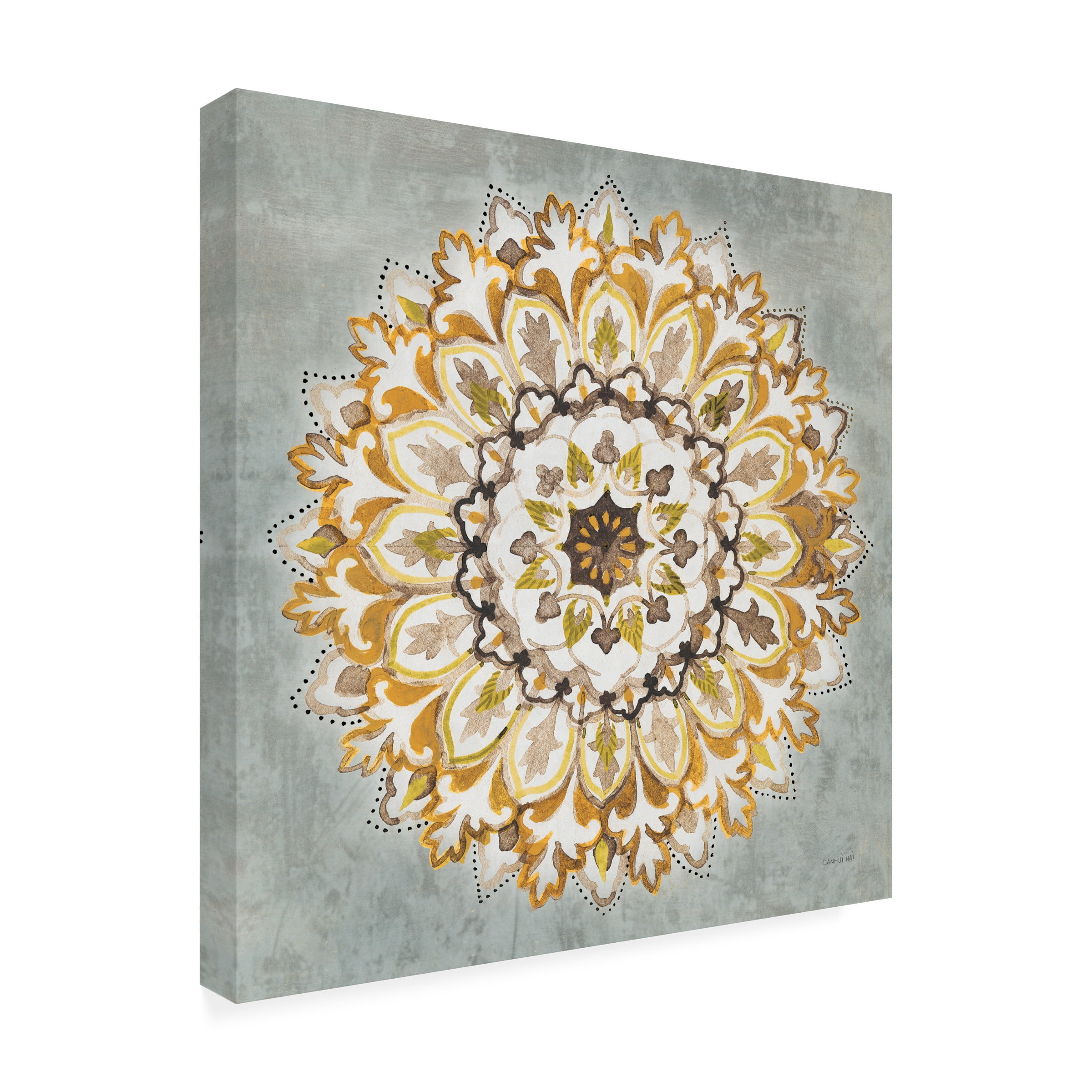 Danhui Nai 'Mandala Delight II Yellow Grey' Canvas Art