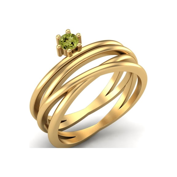 3mm Round Peridot 925 Sterling Silver Gold Vermeil Twisted Mother's Day Gift Ring