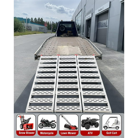Tri-Fold Aluminum Loading Ramp 1500 lbs 76"x50" Non-slip Truck Ramps for Mini Bike Dirt Bike Tractors ATVs UTVs Motorcycles, Silver