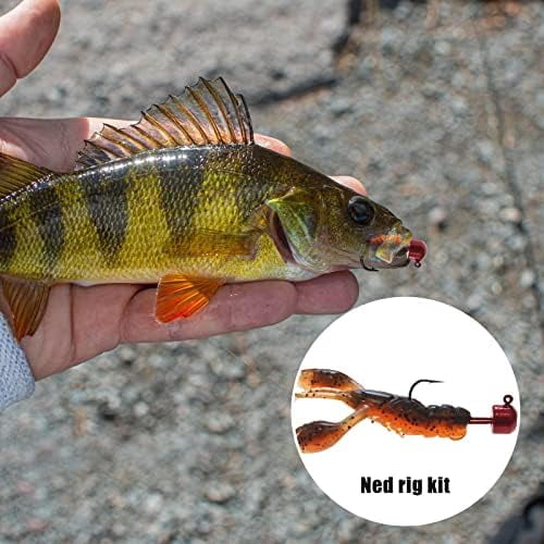 Soft Plastic Crawfish Lures Kit with Jig Heads, 25pcs/60pcs Creature Baits Fishing Lure Set for Bass Trout Pike Freshwater Fishing