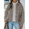 thumbnail image 4 of Asyoly Womens Corduroy Shacket Jacket Button Down Long Sleeve Solid Color Casual Keep Warm Coats Outwear With Pockets, 4 of 7