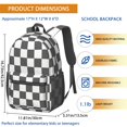 thumbnail image 3 of Gray and White Checkered Pattern 17" School Backpacks for Teens,Waterproof Oxford Fabric,S-Shape Padded Straps for School,Travel,Hiking,Camping, 3 of 6