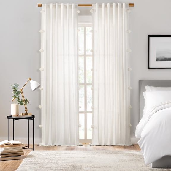 Mercantile Traditional Rod Pocket Light Filtering Curtains, 50 in x 84 in (2 Panels)
