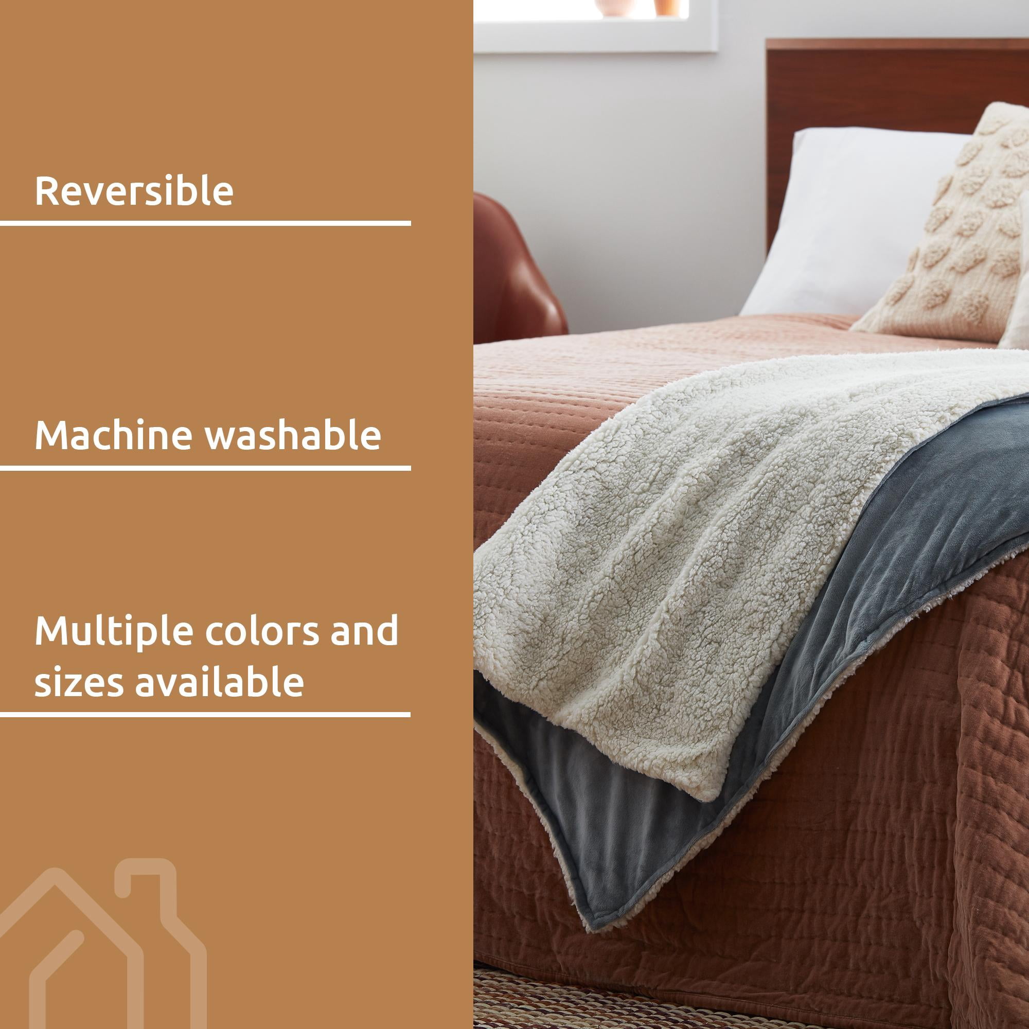 Rest Haven Weighted Blanket Cover, Queen Size (60" x 80"), Stone/Ivory Sherpa