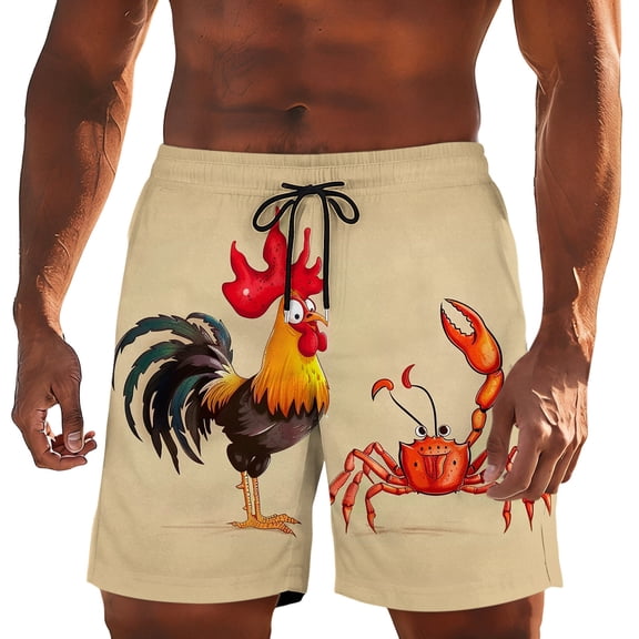 Moxiu Mens Swim Trunks Funny Turkey Printed Elastic Drawstring Waist Quick Dry Stretchy Board Shorts for Beach Vacation Surf