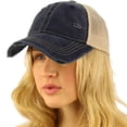 thumbnail image 2 of CC Everyday Distressed Trucker Mesh Summer Vented Baseball Sun Cap Hat (Navy), 2 of 4