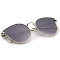 thumbnail image 5 of zeroUV Female Women's Metal Frame Arrow Temples Colored Mirror Flat Lens Cat Eye Sunglasses 58mm (Silver / Lavender Mirror) - 58mm, 5 of 5