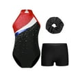 thumbnail image 3 of Raenseen Kids Girls Sleeveless Gymnastics Leotard Ballet Dance Biketard Unitard with Shorts Hair Tie Set Swimsuit Black&Red 6, 3 of 7