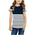 thumbnail image 2 of BLVB Boys Girls Summer Striped Shirts Short Sleeve Crewneck T Shirts Casual Tee Tops Kids Summer Fashion Outfits, 2 of 5