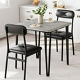 thumbnail image 2 of 3 Pcs Dining Table Set for 2 Small Square Kitchen Table with 2 Upholstered Chairs Space-Saving Wood Dinette for Apartment Home Office Breakfast Nook, 2 of 8