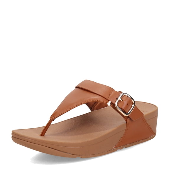 FitFlop Women's Lulu Adjustable Leather Toe-Post Sandal, Light Tan, Size 5