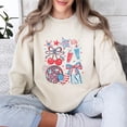 thumbnail image 2 of Retro USA 1776 Patriotic Sweatshirt for Women - Vintage Red White Blue Graphic Pullover with Cherries, Milkshakes, Stars & Bow - 4th of July Top, 2 of 7