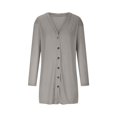 thumbnail image 5 of Women Lightweight Long Sleeve Cardigan Ribbed Neckline Soft Knit Button Down Loose Open Front Outwear Sweater, 5 of 5