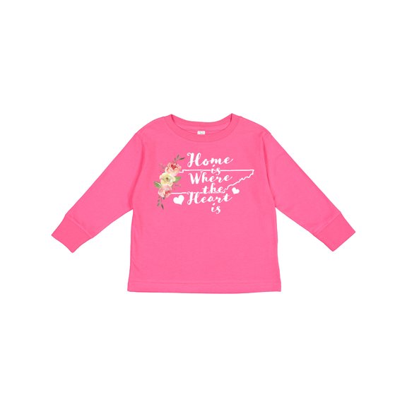 Inktastic Tennessee Home is Where the Heart is with Watercolor Floral Girls Long Sleeve Toddler T-Shirt