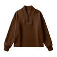 thumbnail image 5 of Quarter Zip Sweatshirt for Women Oversized Drop Shoulder Long Sleeve Pullover Preppy Aesthetic Top, 5 of 7