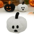 thumbnail image 2 of BNNG Happy Halloween Pumpkin Shaped Throw Pillow, Teddy Fleece Jack-o’-Lantern Pumpkin Pillow, Ultra Soft Sherpa Fall Decorative Halloween Cushion Pillow, Black/White,16cm, 2 of 9
