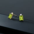 thumbnail image 5 of Gem Stone King 10K Yellow Gold Stud Earrings Emerald Cut Peridot Moissanite (3.32 Cttw), 5 of 5