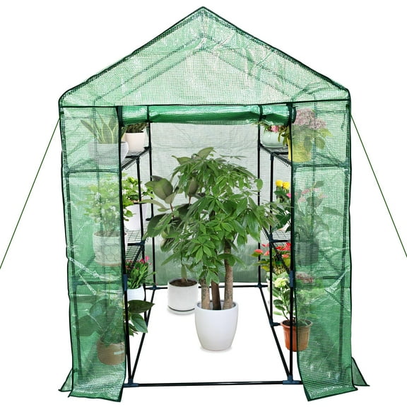 Kselythan Greenhouse for Outdoors,57 x 57 x 76'' Portable Green House w/ Roll-Up Zippered Door Anchors and Ropes,Plant Garden Hot House w/ 6 Shelves for Indoor Outdoor Garden Patio Backyard