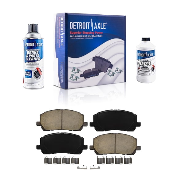 Detroit Axle - Front Brakes Ceramic Brake Pads w/Cleaner Fluid Replacement for 2001-2007 Toyota Highlander