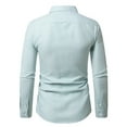 thumbnail image 5 of Men's Vintage Casual Button Collar Shirt Top Solid Color Breathable Loose Fit Shirt for Daily Office Business Casual Travel Outfits | AESTIVO,Green XL, 5 of 8