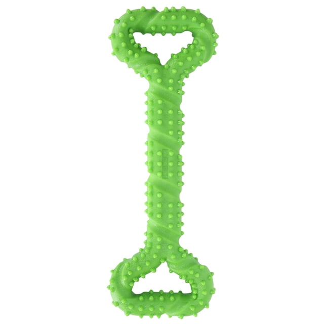 Juguete masticable de TPR para perros con forma de hueso, palo limpiador de dientes, juguete interactivo para molares, color verde