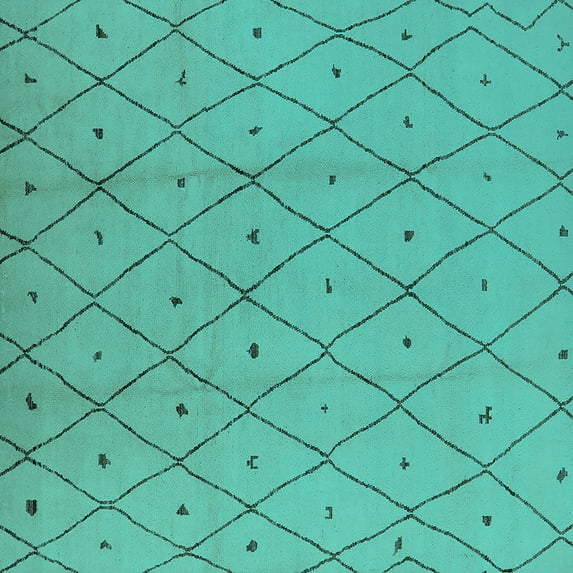 Ahgly Company Indoor Square Solid Turquoise Blue Modern Area Rugs, 3' Square