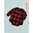 thumbnail image 3 of Bagilaanoe Newborn Baby Girl Boy Oversized Romper Sweatshirt Long Sleeve Bodysuit Plaid Pullover 6M 12M 18M 24M Infnat Fall Tee Tops, 3 of 8