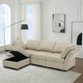 thumbnail image 4 of Llinc Store Modular convertible L-shaped Sectional Sofa Couch with Storage Ottoman Corner Couch for Living Room, Adjustable Arms and Backs, Beige, 4 of 13