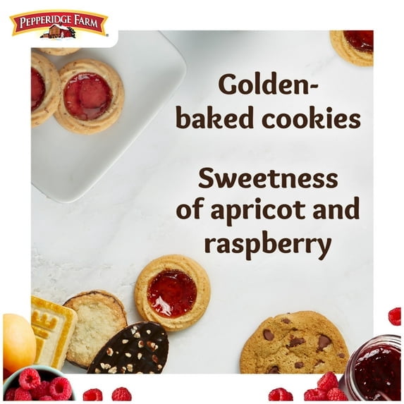 3 Pack Of Pepperidge Farm Verona Apricot Raspberry Thumbprint Cookies, 6.75oz Bag – Buttery Shortbread with Fruit-Filled Centers, Perfect for Snacking, With Olive Green Bowl By ValueNest