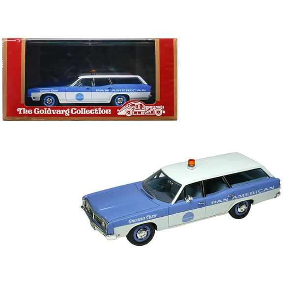 1970 Ford Galaxie Station Wagon Blue and White with Blue Interior "Pan-American Airlines Ground Crew" Limited Edition to 180 pieces Worldwide 1/43 Model Car by Goldvarg Collection