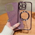 thumbnail image 3 of Funda magnética con purpurina para iPhone 12 Pro Max de 6.7", compatible con Magsafe. Preciosa funda transparente con acabado brillante, protector de lente de cámara, antiarañazos y a prueba de, 3 of 8