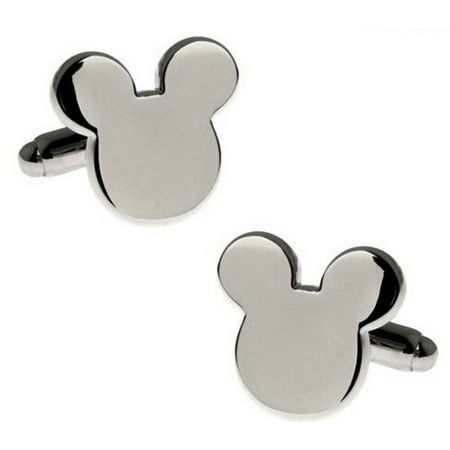 Mickey Mouse Logo Silvertone Metal Cufflinks